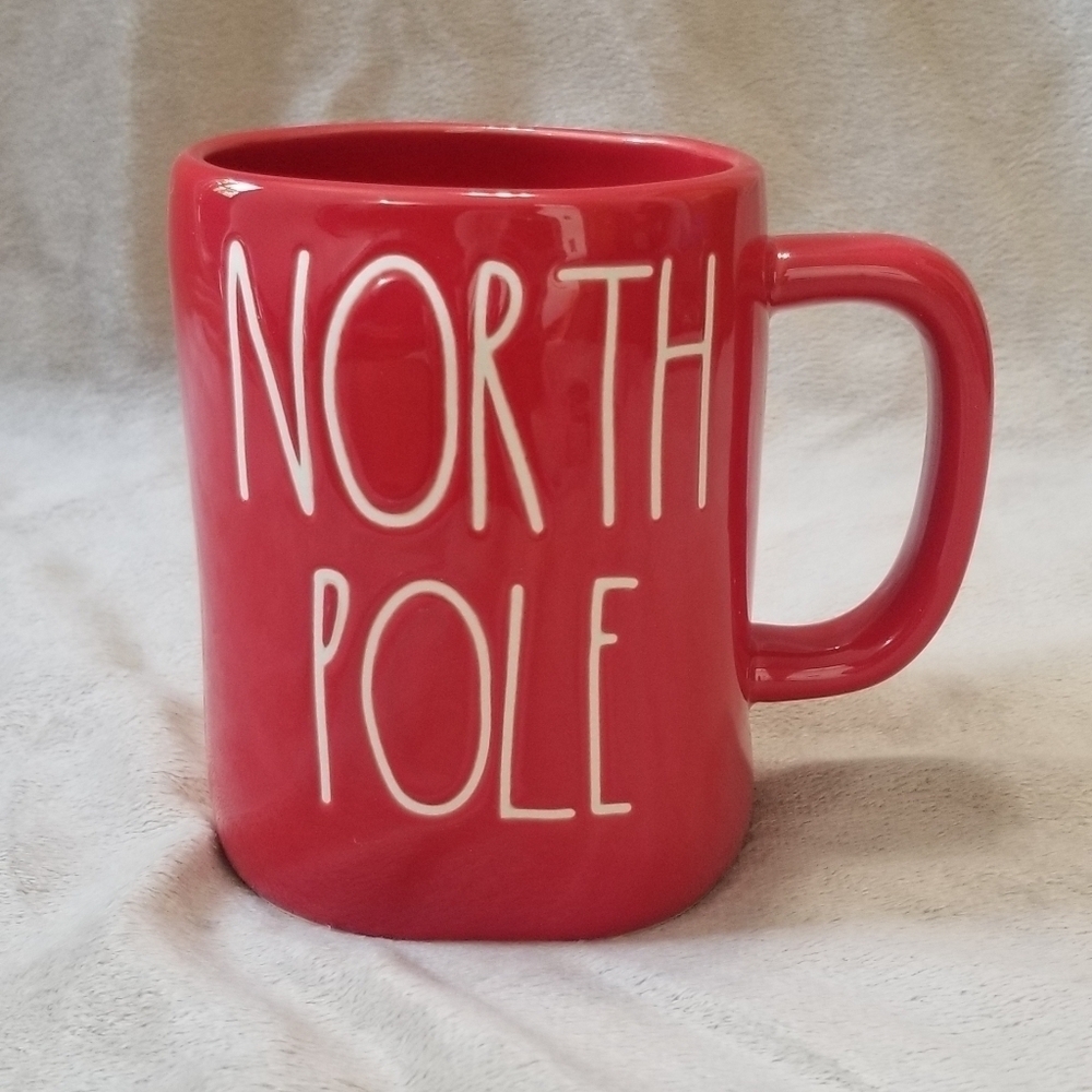 Rae Dunn North Pole Christmas Holiday Coffee Mug. Red w/ White Letters. NWT.